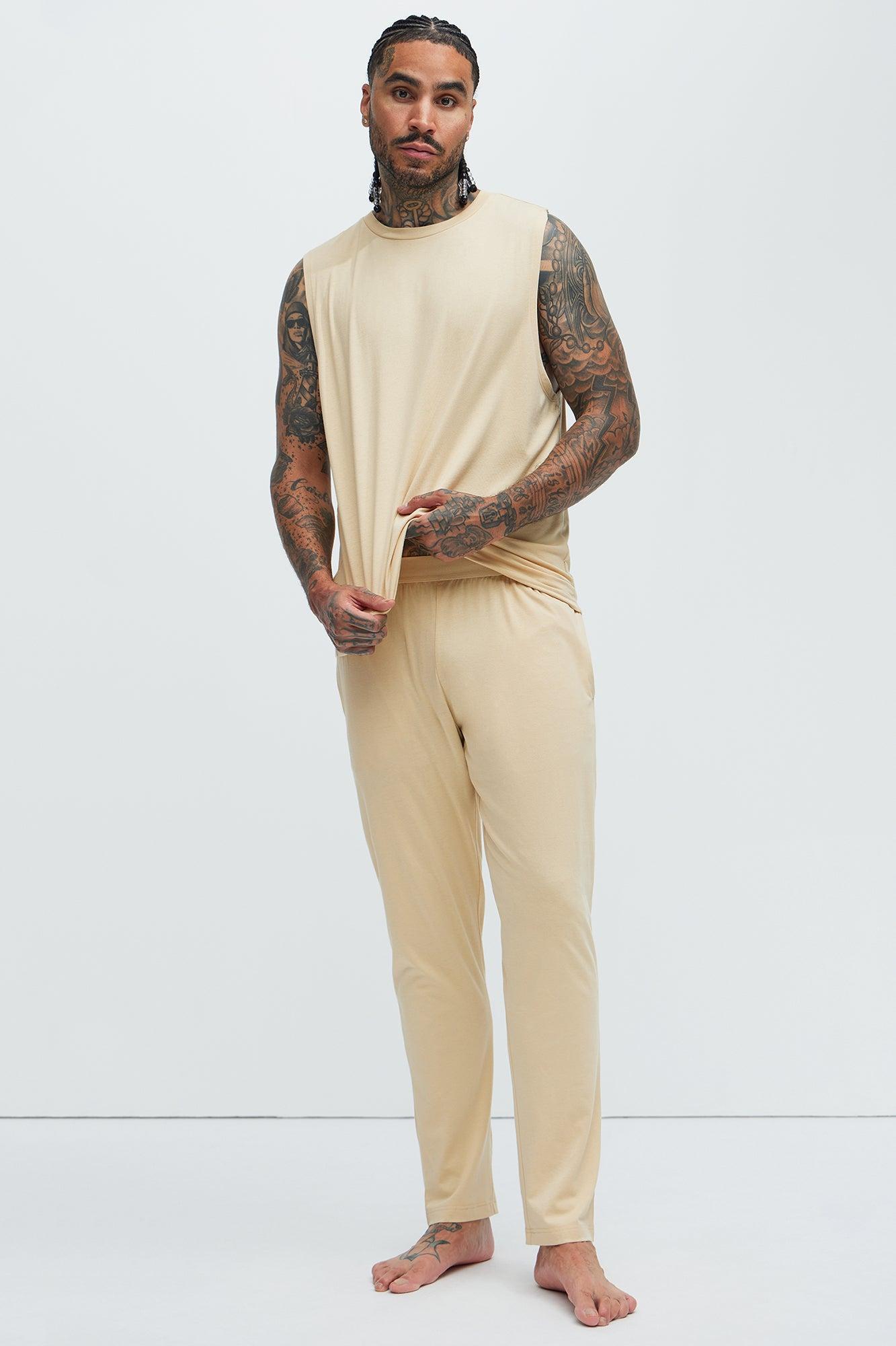 Essential Modal Lounge Sleeveless Muscle Tee - Khaki Product Image