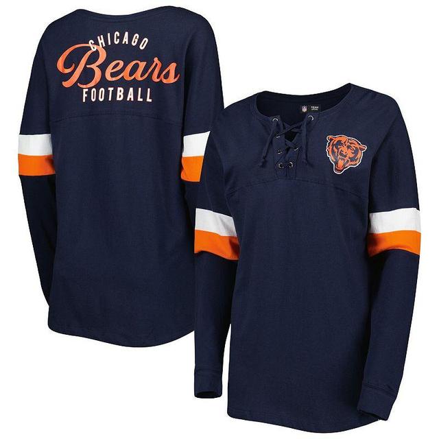 Womens New Era Navy Chicago Bears Athletic Varsity Lace-Up Long Sleeve T-shirt Product Image