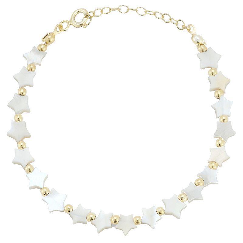 Sunkissed Sterling 14k Gold Over Silver Mother-Of-Pearl Star Bracelet, Womens Gold Tone Product Image