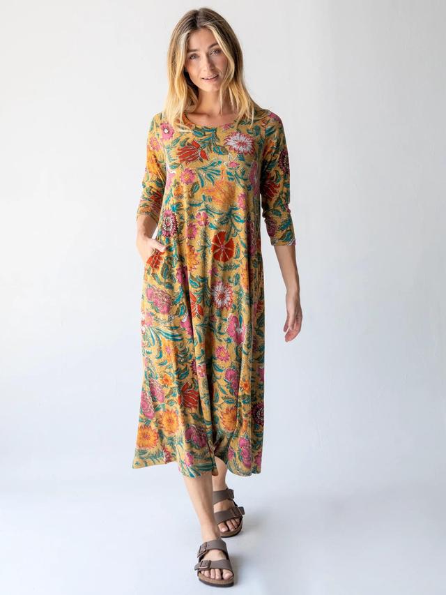 Lottie Knit Maxi Dress - Tan Pink Floral Product Image