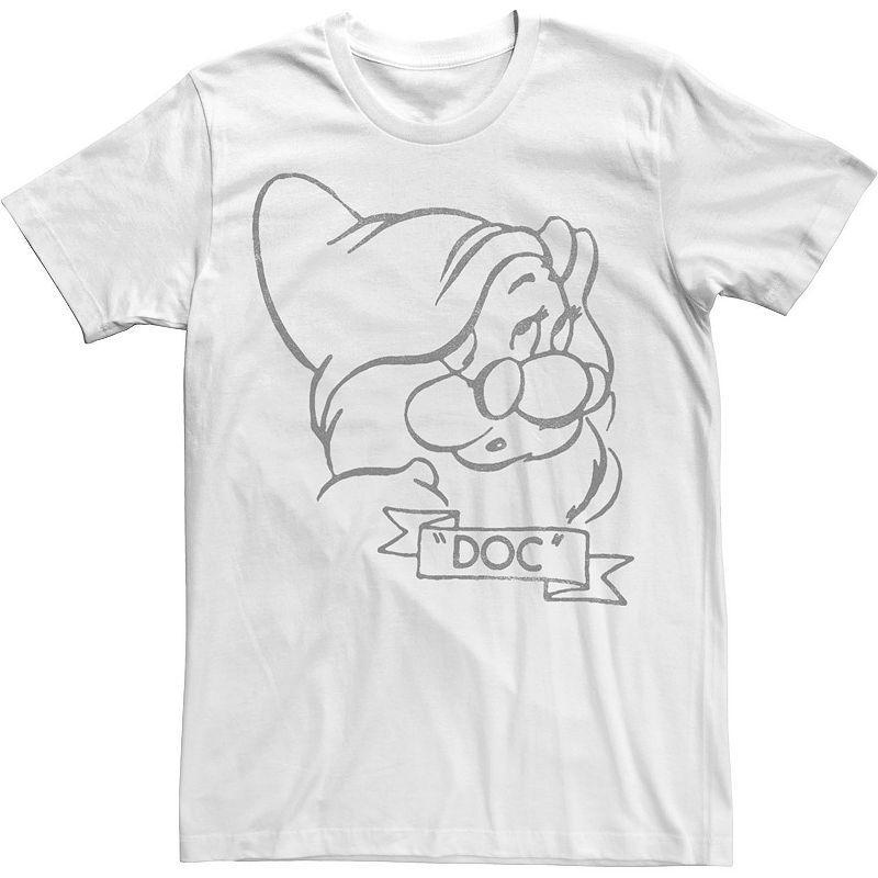 Mens Disney Snow White Doc Line Art Big Face Tee Product Image