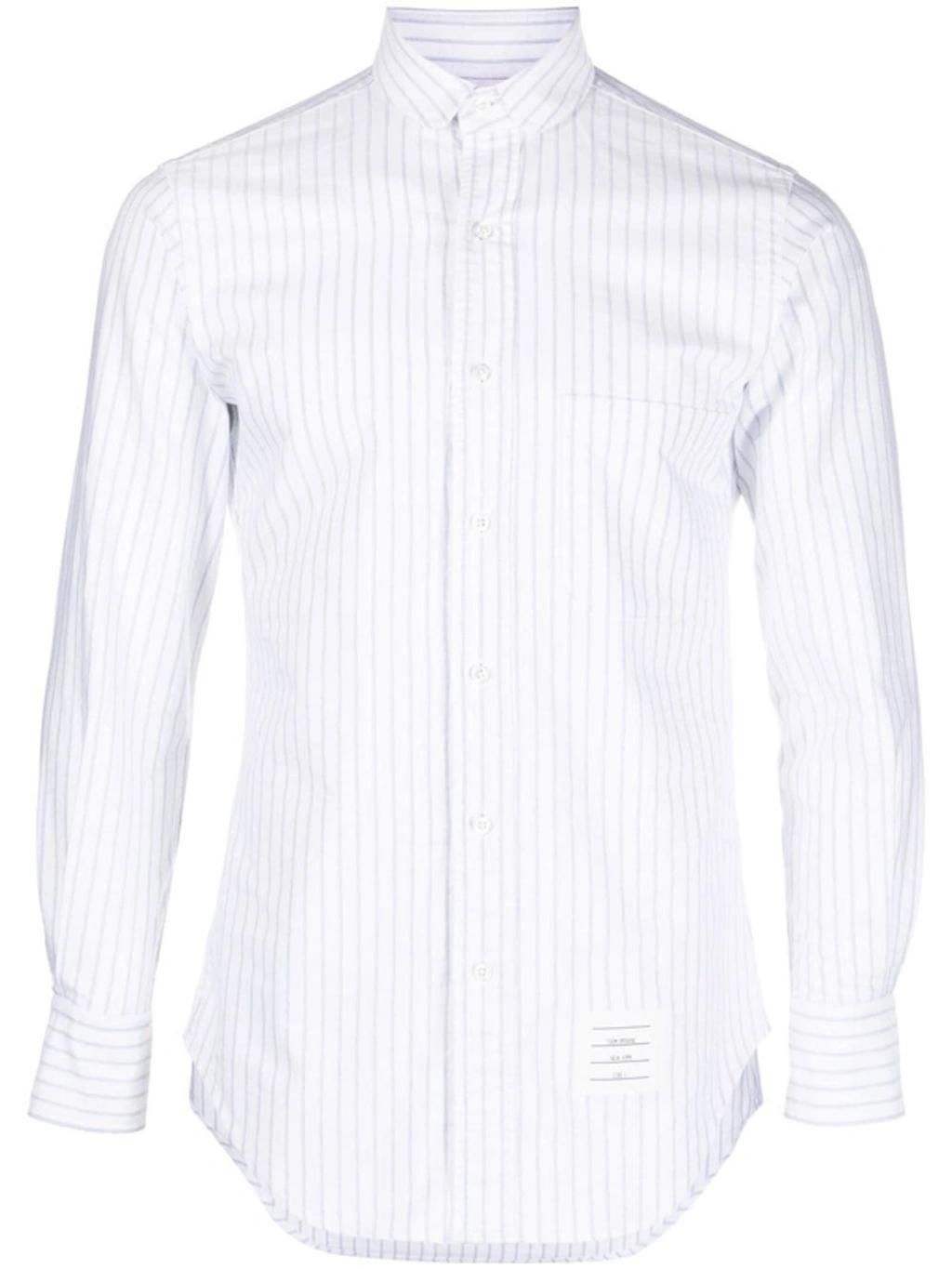 Pinstripe-pattern Long-sleeve Shirt In White Product Image