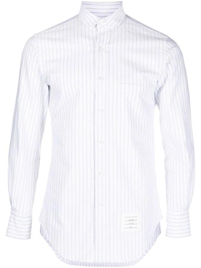 Pinstripe-pattern Long-sleeve Shirt In White Product Image