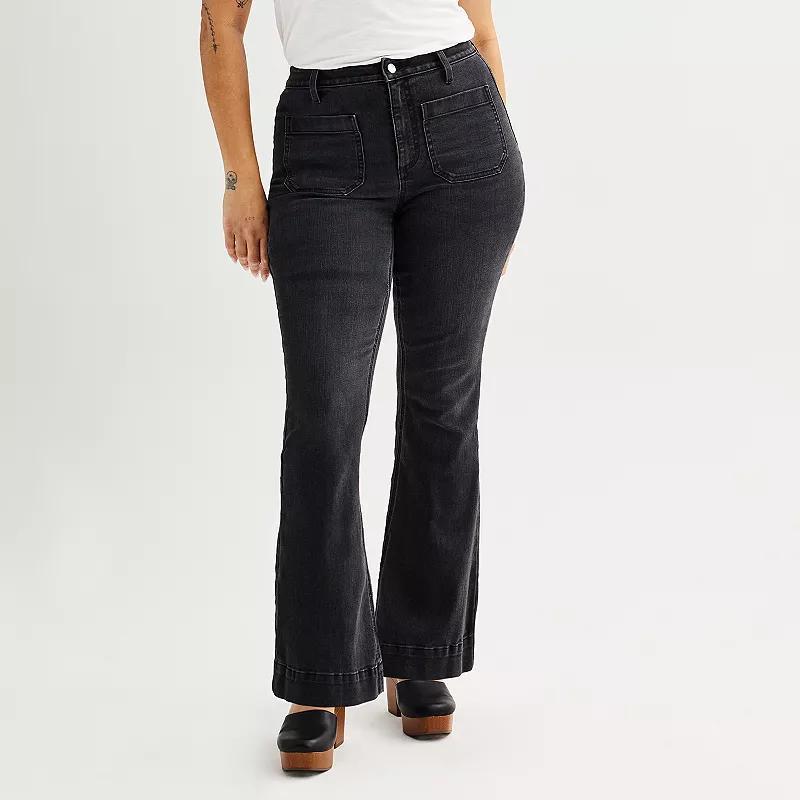 Womens Sonoma Goods For Life Premium Patch Pocket Flare Jeans Product Image