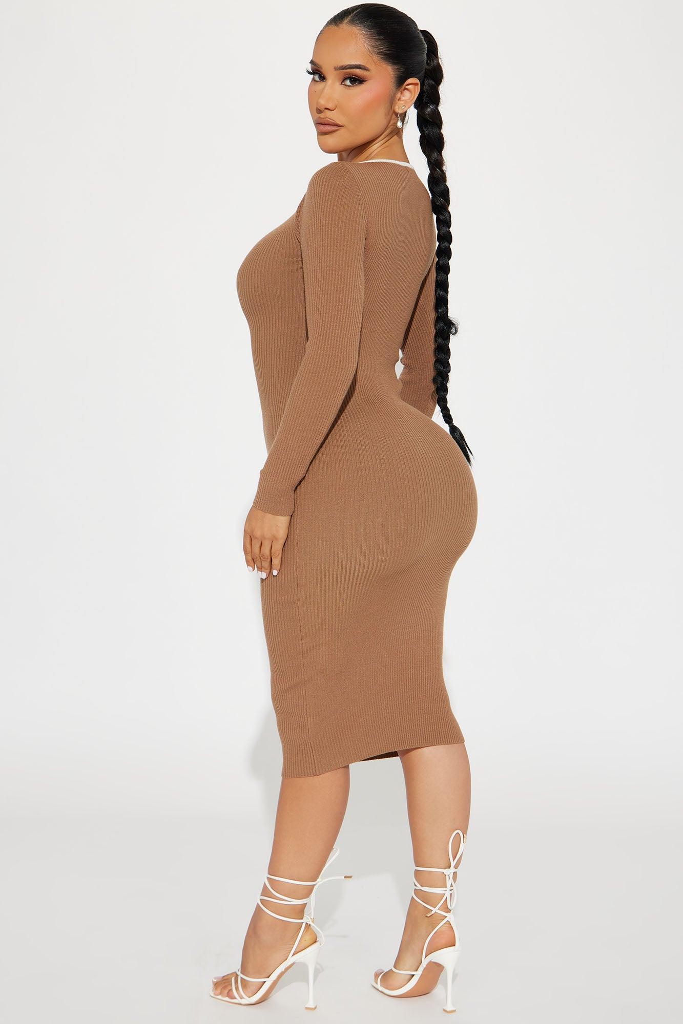 Joscelyn Sweater Midi Dress - Mocha Product Image