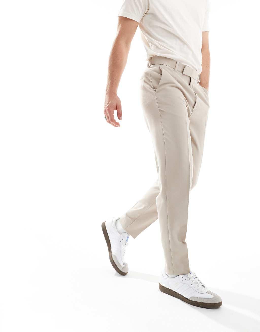 ASOS DESIGN smart tapered pants in stone product image