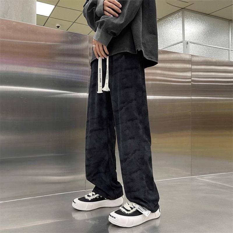 Drawstring Waist Tie Dye Corduroy Loose Fit Sweatpants Product Image