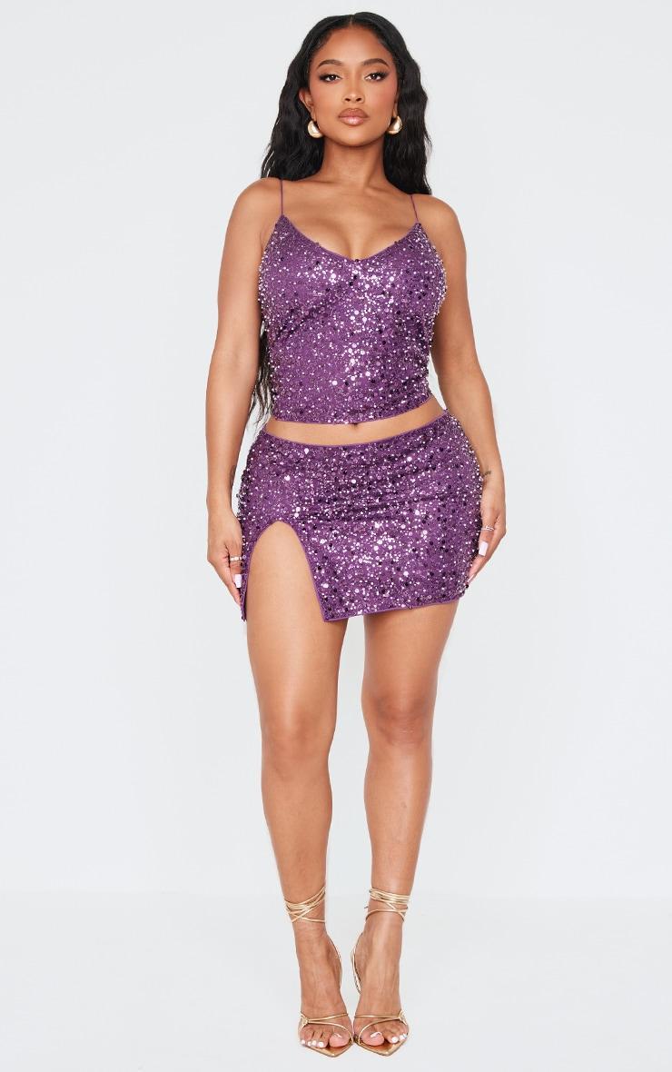 Shape Purple Pearl Sequin Strappy Cami Top Product Image