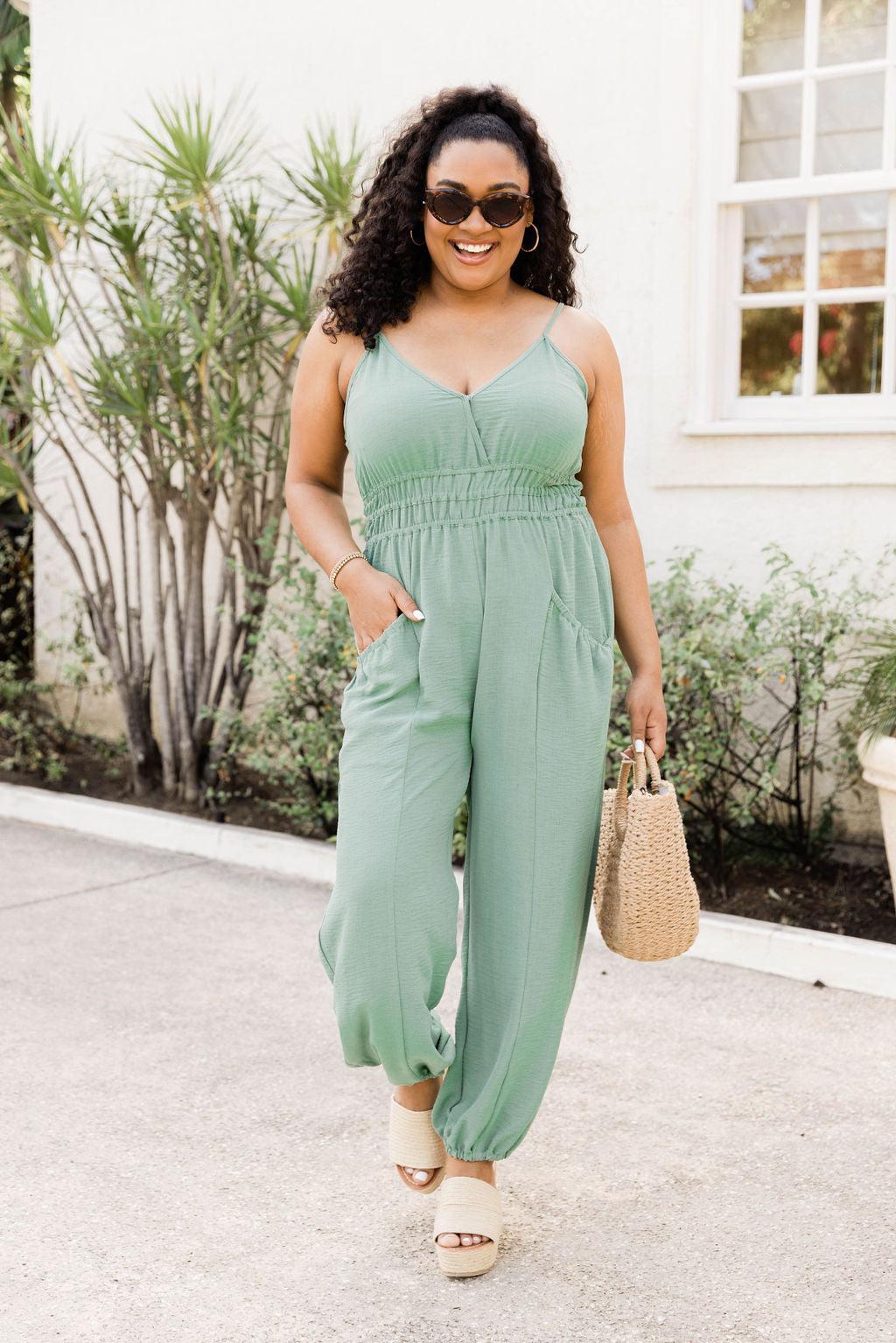 Raise Your Standards Sage Green Jumpsuit Product Image