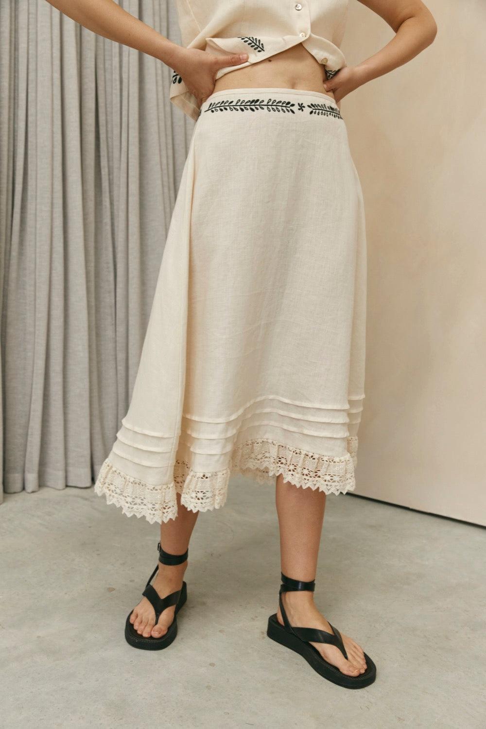 Sonoma Linen Midi Skirt Natural Product Image