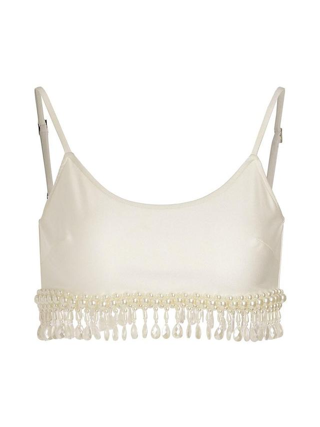 Womens Hand-Beaded Jersey Crop Top Product Image