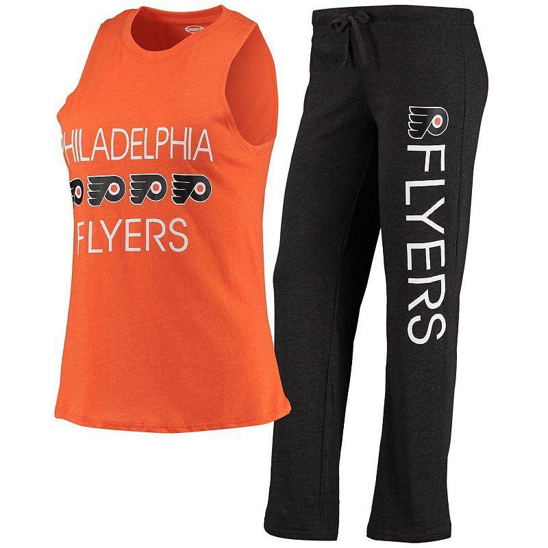 Womens Concepts Sport Orange/Black Philadelphia Flyers Meter Tank Top & Pants Sleep Set Product Image