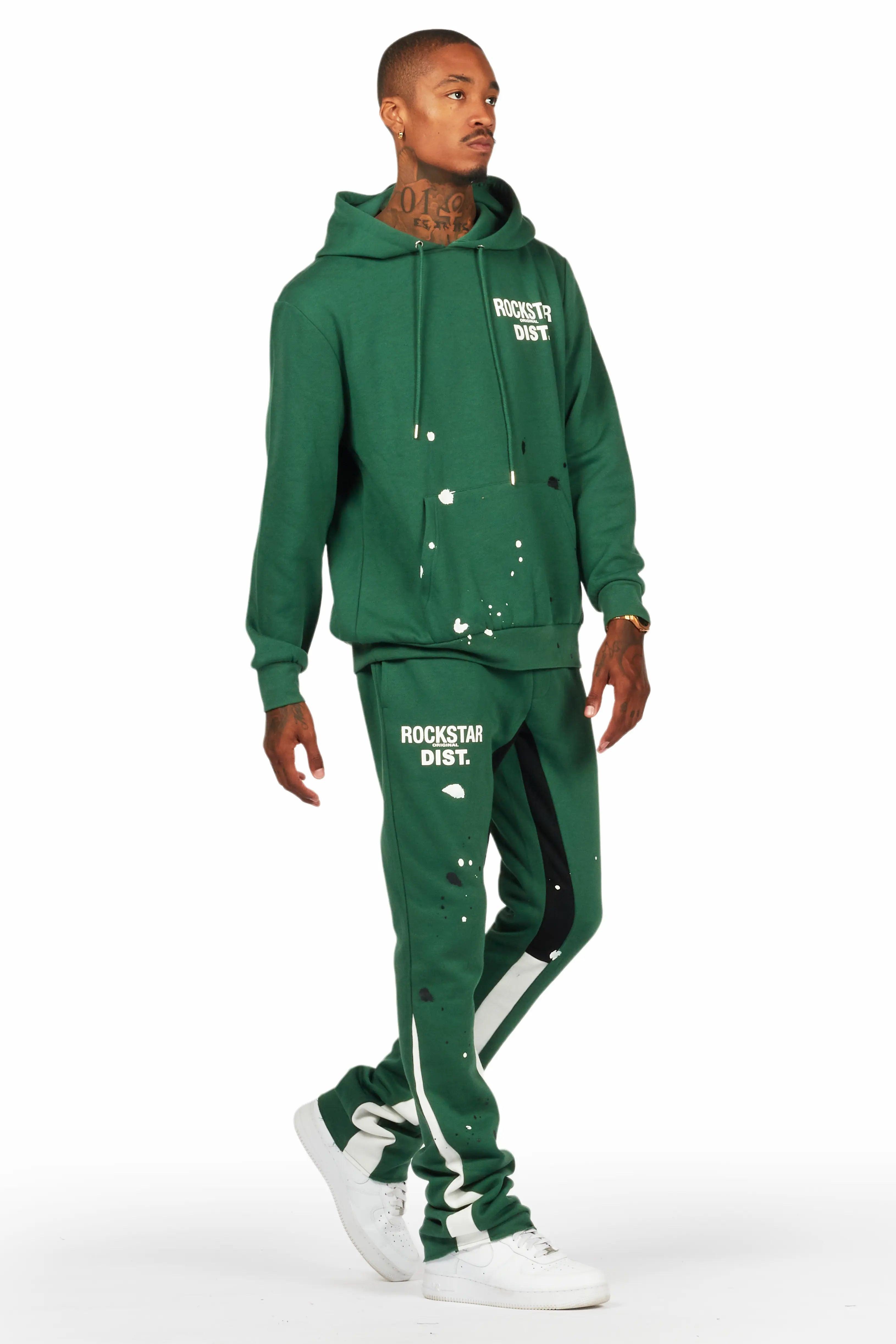 Jaco Green Hoodie Stacked Flare Pant Track Set Male Product Image