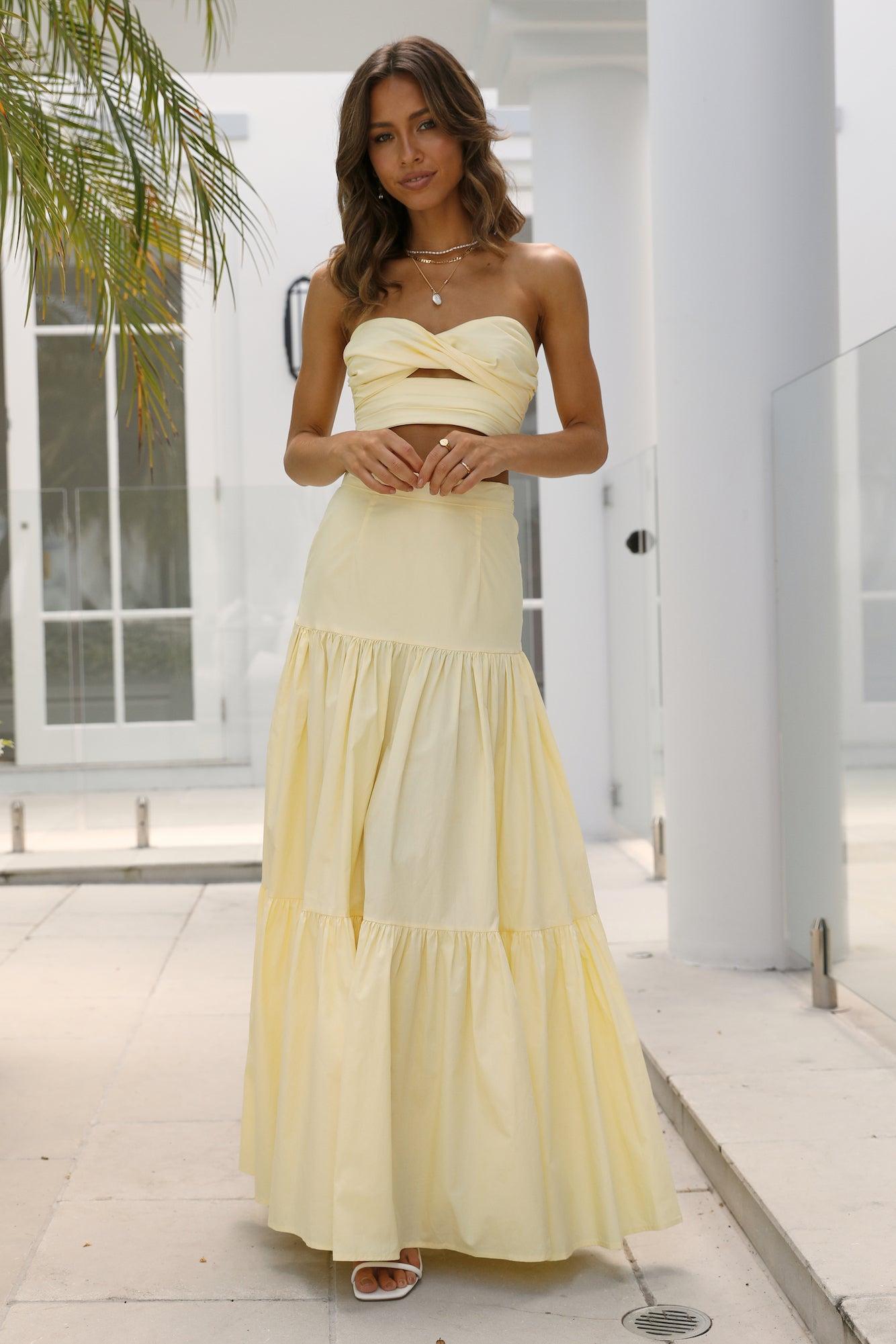 RUNAWAY Ayla Maxi Skirt Lemon Product Image