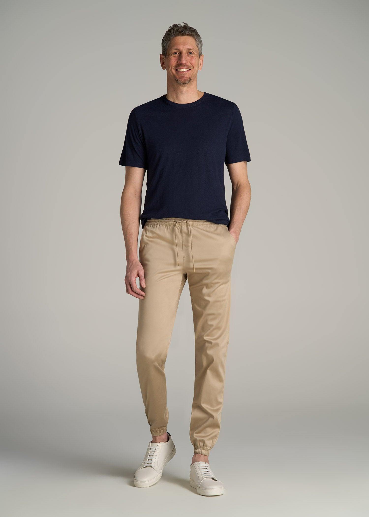 Stretch Twill Tall Men's Jogger Pants in Desert Khaki Product Image