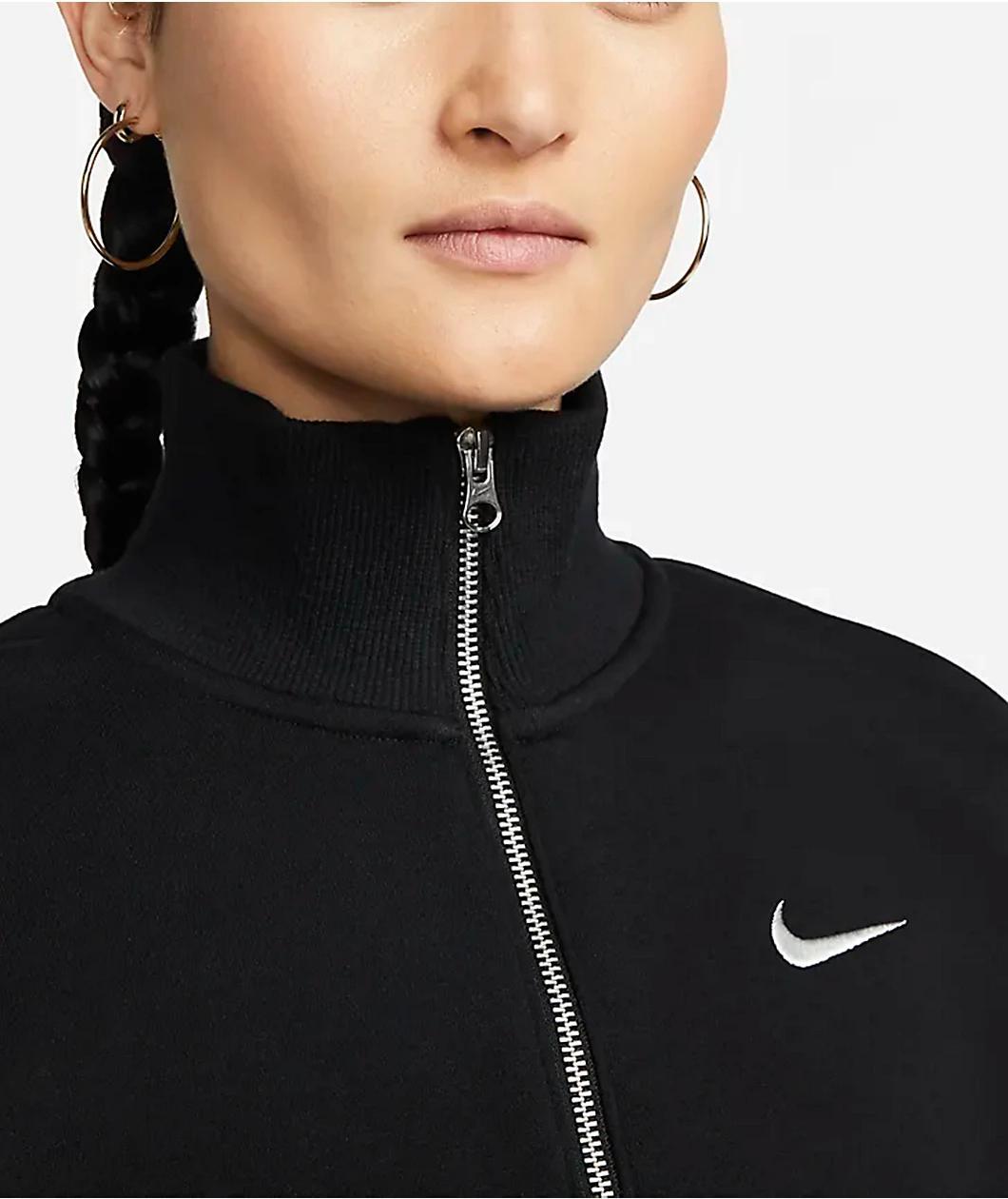 Nike Sportswear Phoenix Fleece Black Quarter Zip Crop Sweatshirt Product Image