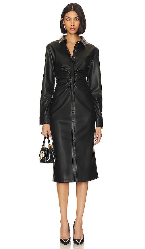 Steve Madden McClain Long Sleeve Faux Leather Midi Shirtdress Product Image