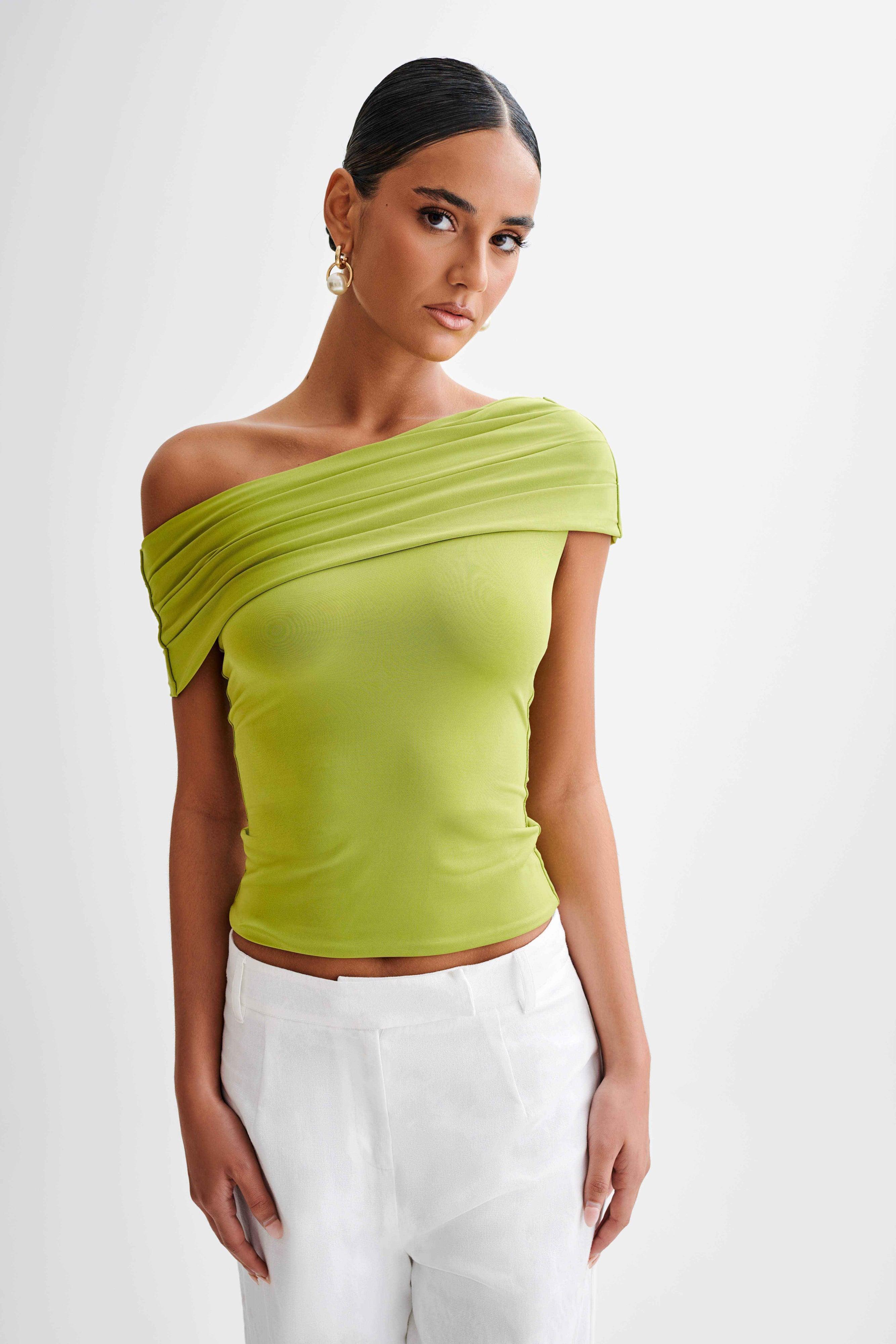 Cassandra Off Shoulder Slinky Top - Apple Product Image