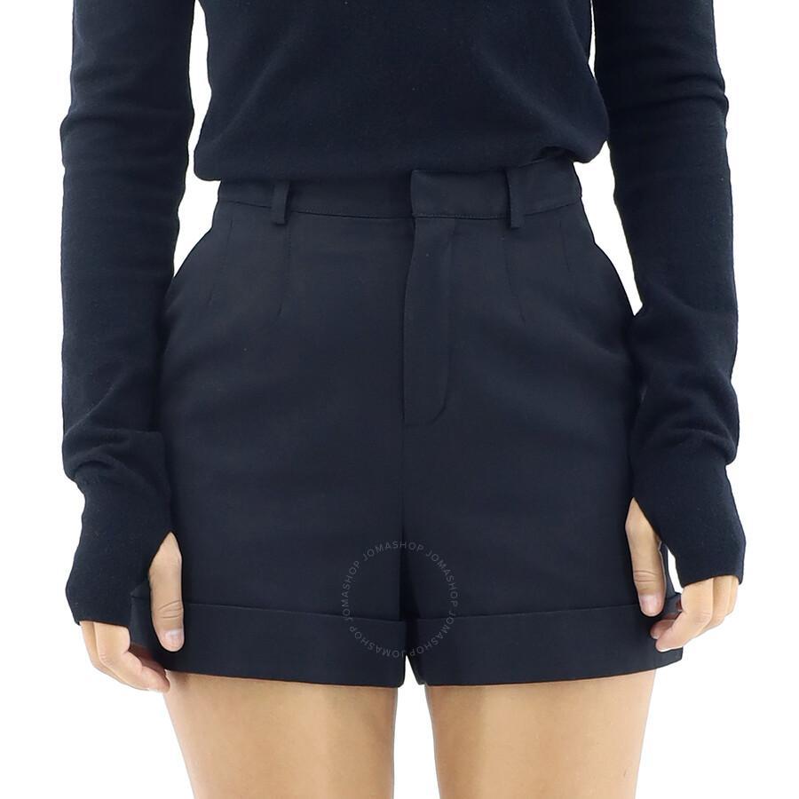 High-waisted Rolled Hem Shorts In Black Product Image