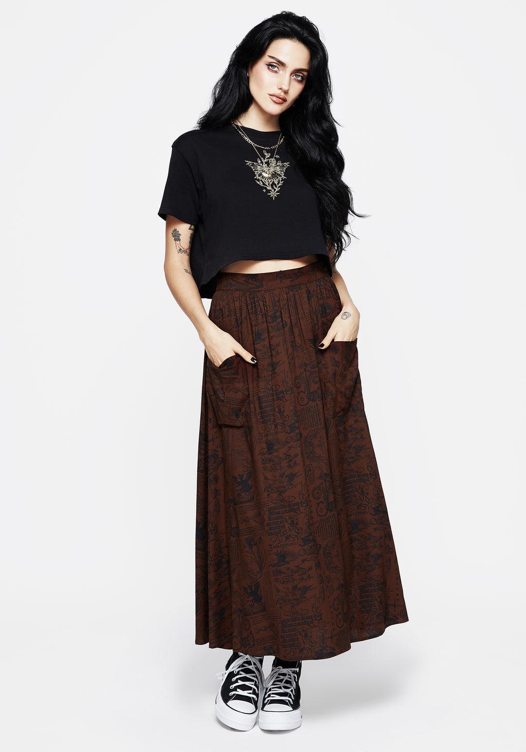 Daemonologie Woodcut Print Midaxi Skirt Product Image