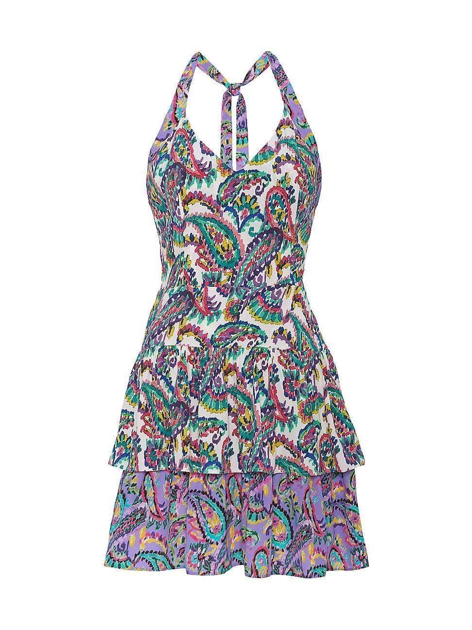 Womens Gracie Paisley Halter Minidress Product Image