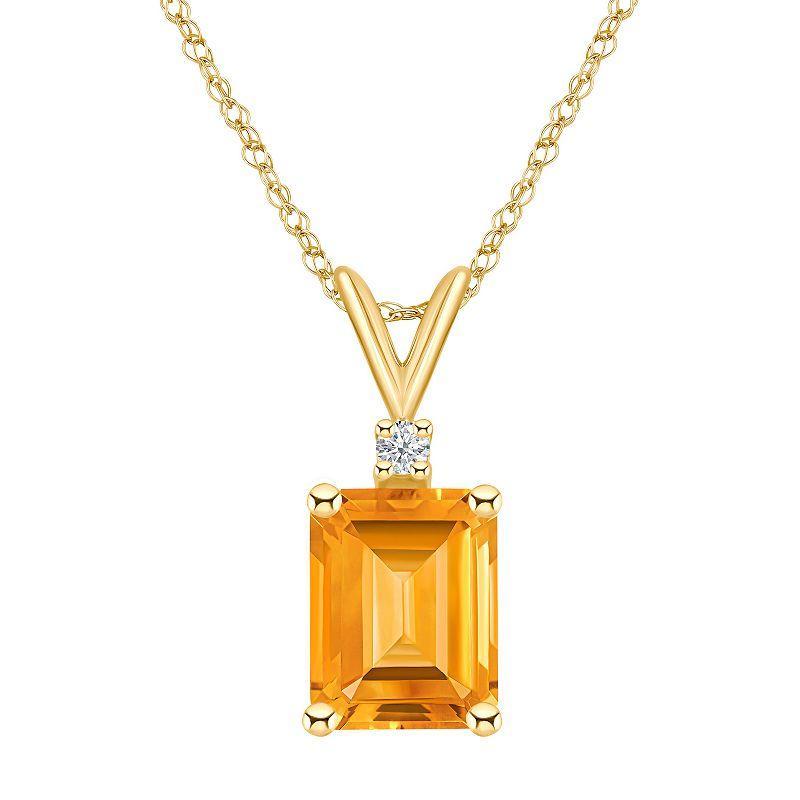 Belk & Co 14K Gold 9X7 Emerald Cut Amethyst Diamond Accent Pendant Product Image