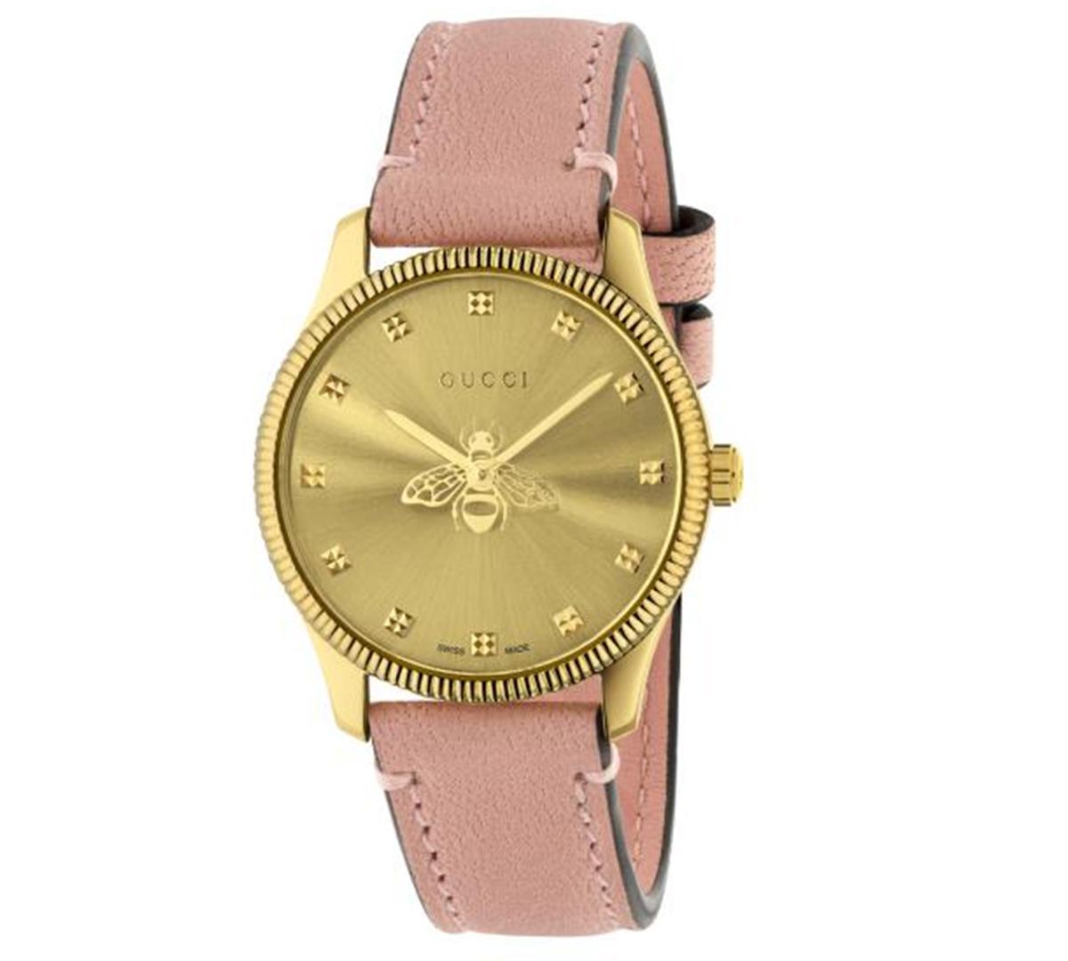 Gucci Womens Swiss G-Timeless Slim Light Pink Leather Strap Watch 29mm Product Image