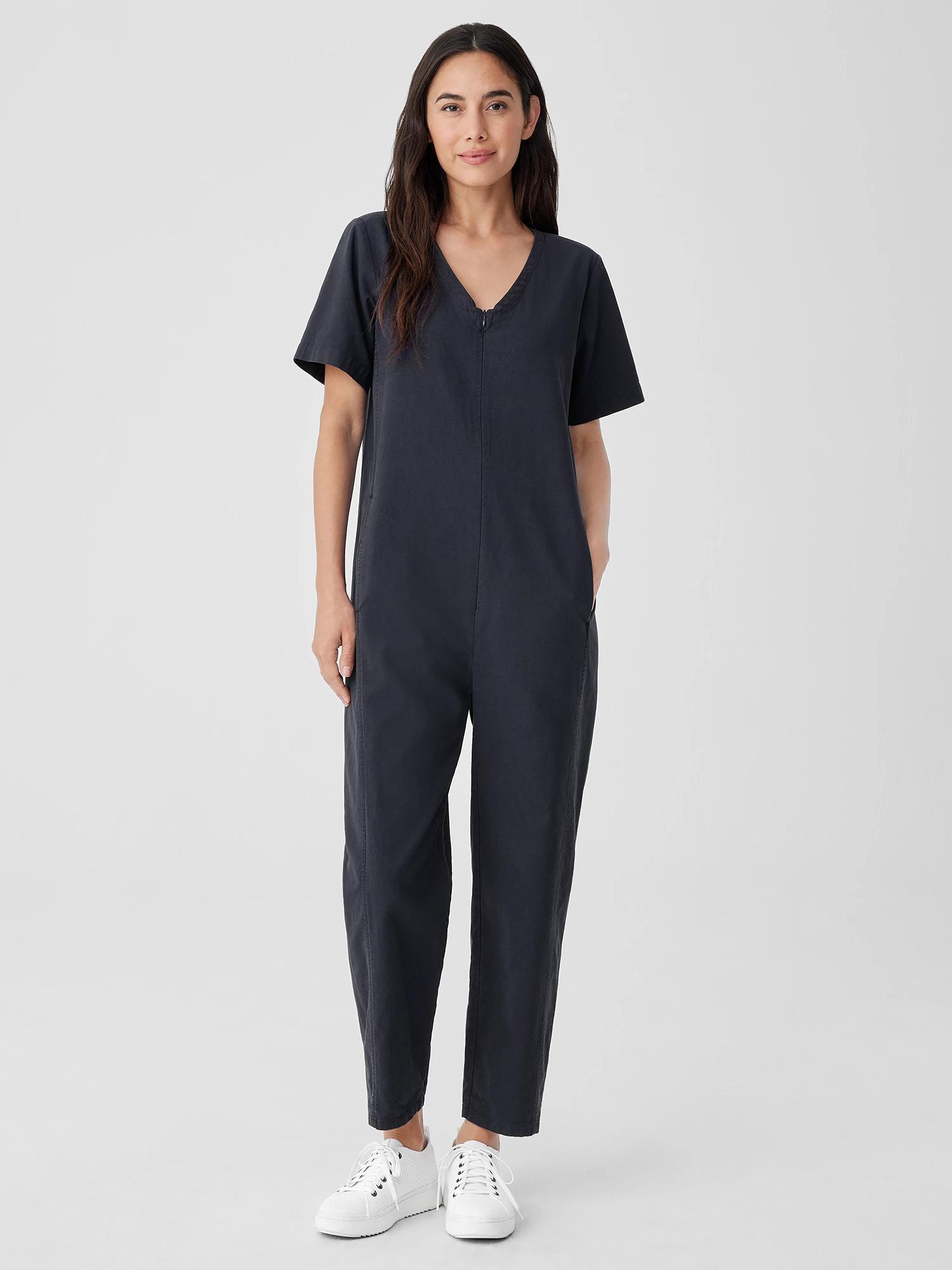 EILEEN FISHER Cotton Hemp Stretch Lantern Jumpsuitfemale Product Image