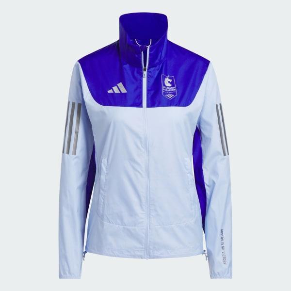 adidas Boston Marathon 2025 Own the Run Celebration Jacket Blue Dawn M Womens Product Image