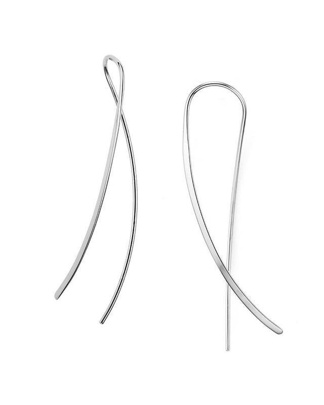 Sterling Silver Crossover Sweep Drop Earrings - 100% Exclusive Product Image