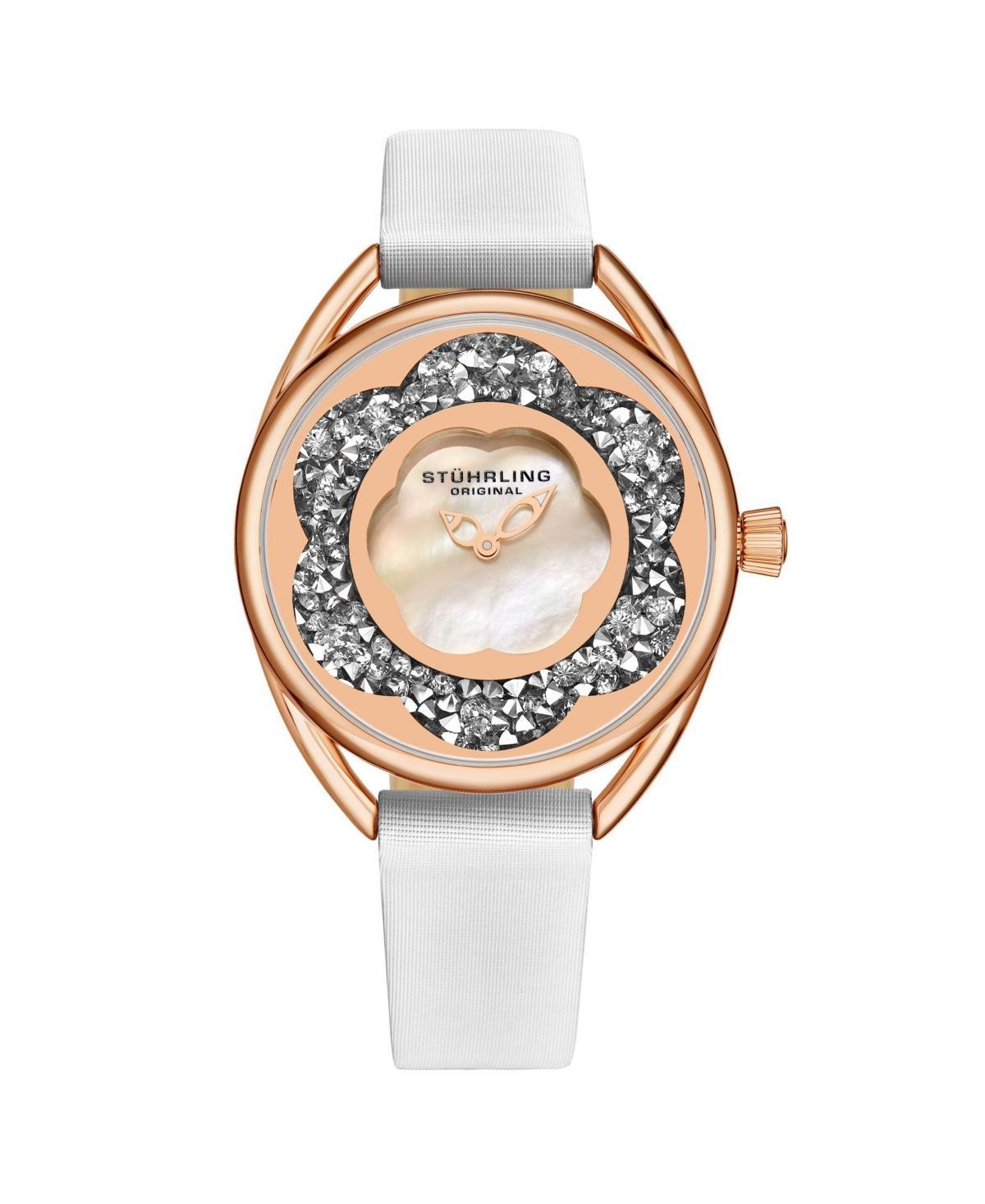 Stuhrling Womens White Leather Strap Watch 38mm Product Image