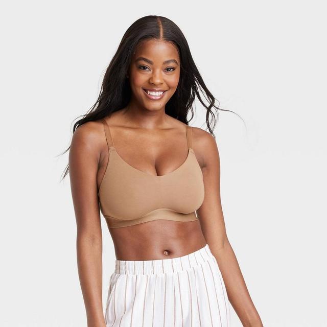 Womens Busty Cotton Stretch Triangle Bralette - Auden Brown 2 Product Image