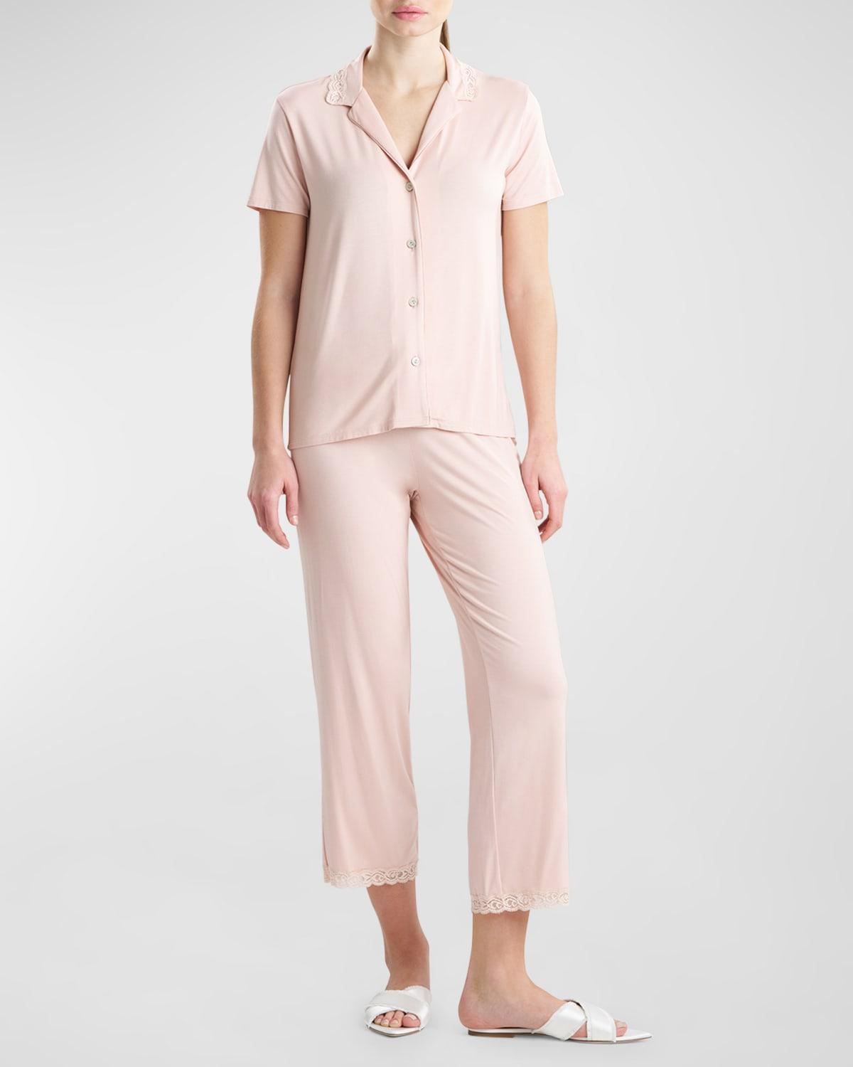 Natori Feathers Lace Trim Jersey Pajamas Product Image