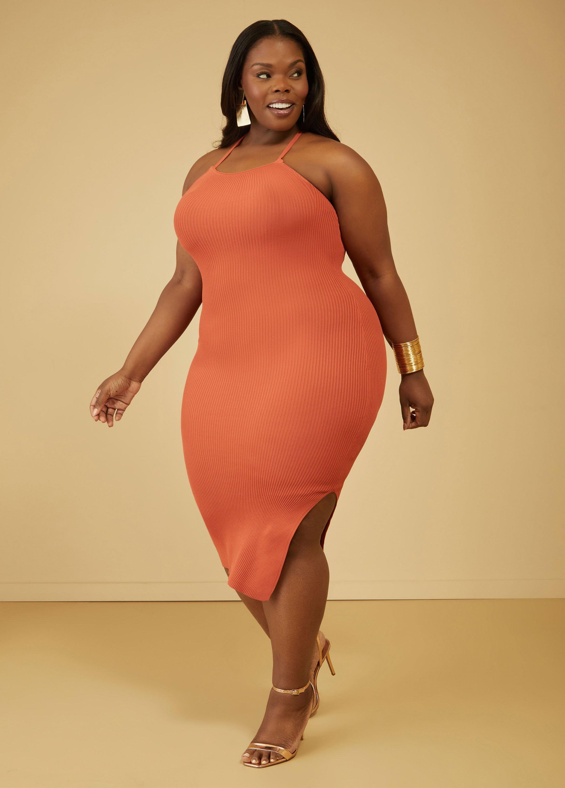 Plus Size Crisscross Midi Bodycon Dress Ashley Stewart product image