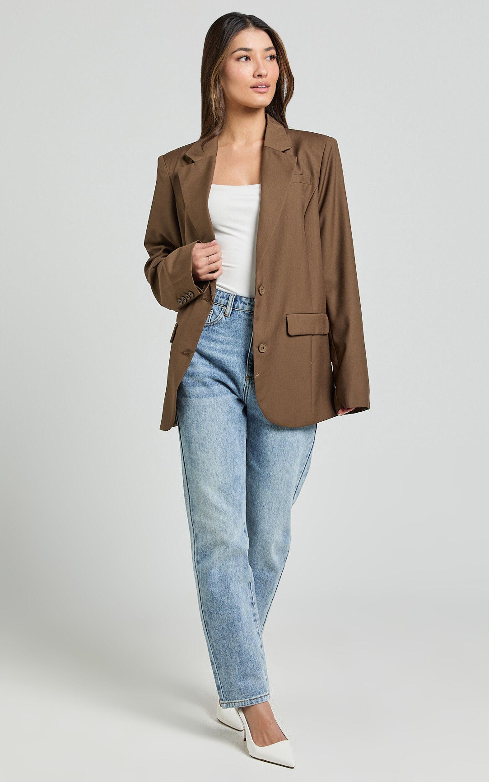 Izara Blazer - Oversized Boyfriend Fit Blazer in Oak Product Image