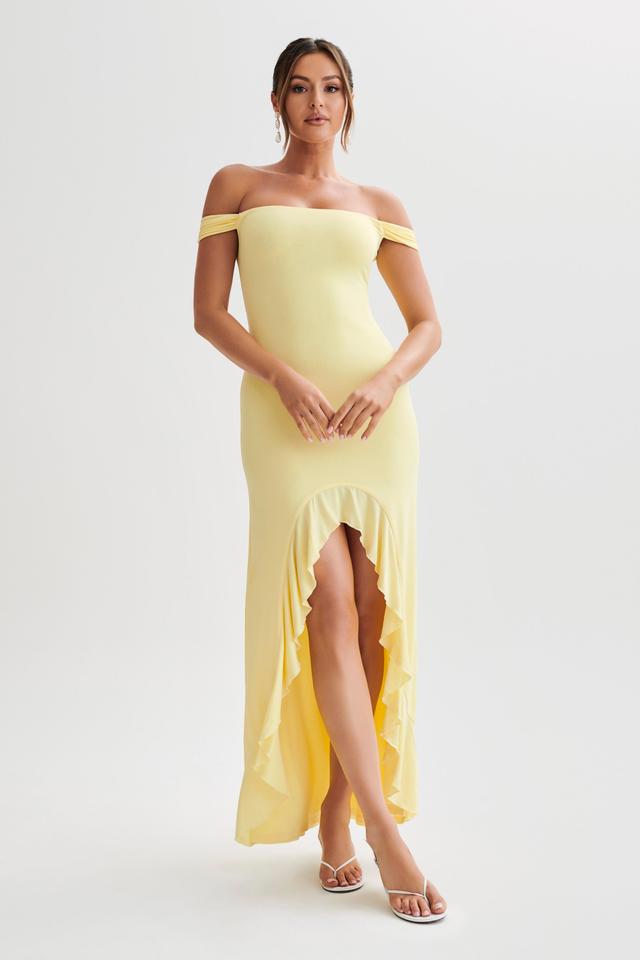 Eisley Slinky Off Shoulder Maxi Dress - Yellow Product Image