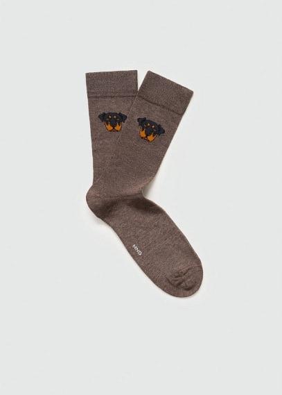 MANGO MAN - Dog-print cotton socks brownMen Product Image