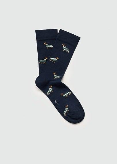 MANGO MAN - Dog-embroidered cotton socks dark navyMen Product Image