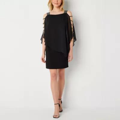 MSK Womens Short Sleeve Embellished Cape Sheath Dress Product Image