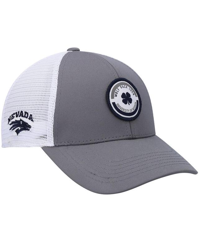 Mens Gray Nevada Wolf Pack Motto Trucker Snapback Hat Product Image