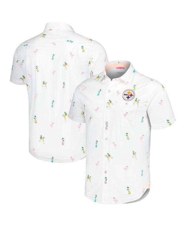 Tommy Bahama Mens White Pittsburgh Steelers Nova Wave Flocktail Button-Up Shirt Product Image