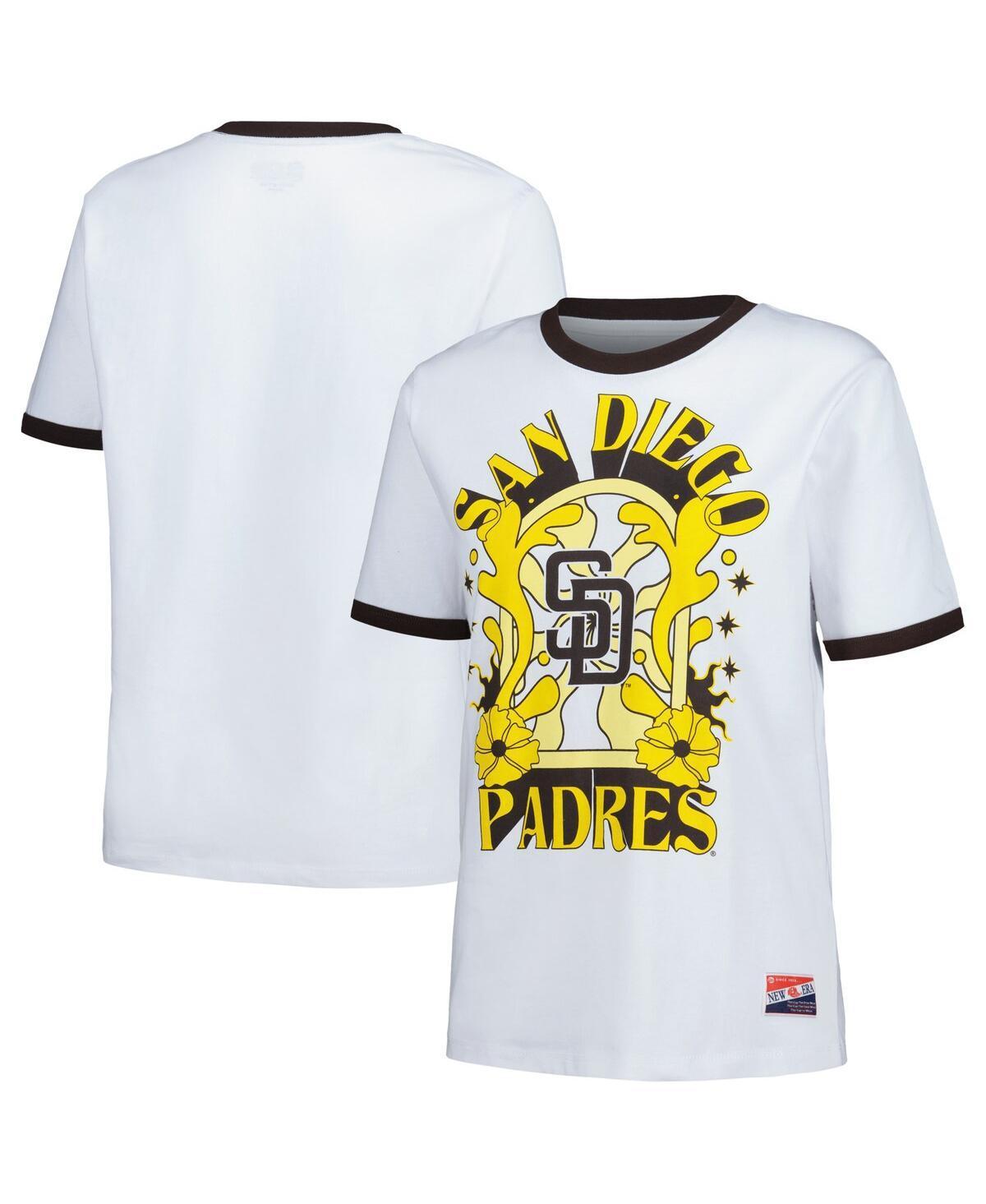 New Era Womens White San Diego Padres Oversized Ringer T-Shirt Product Image