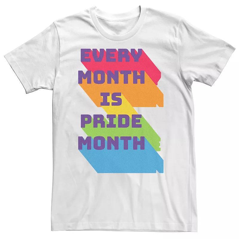 Big & Tall Every Month Is Pride Month Bright Rainbow Text Tee, Mens Product Image