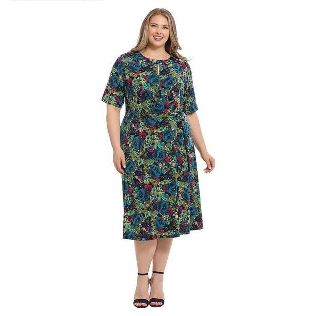 Plus Size London Times Side Tie Midi Dress, Womens Blue Team Product Image