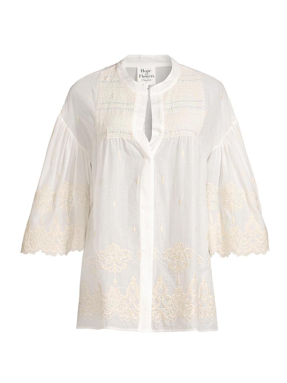 Womens Embroidered Cotton Lawn Shirt Product Image