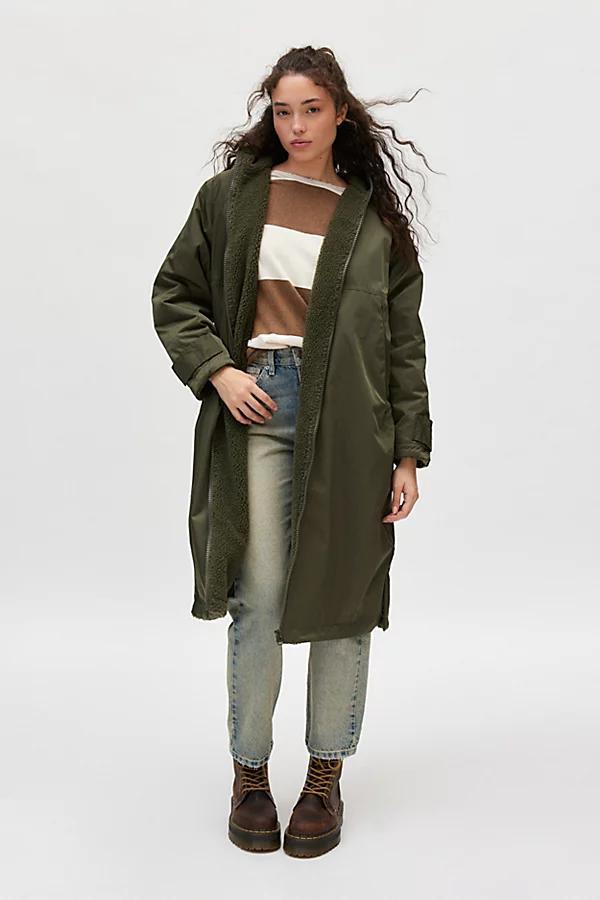 BDG Alex Fleece Lined Longline Utility Coat Jacket Womens at Urban Outfitters Product Image