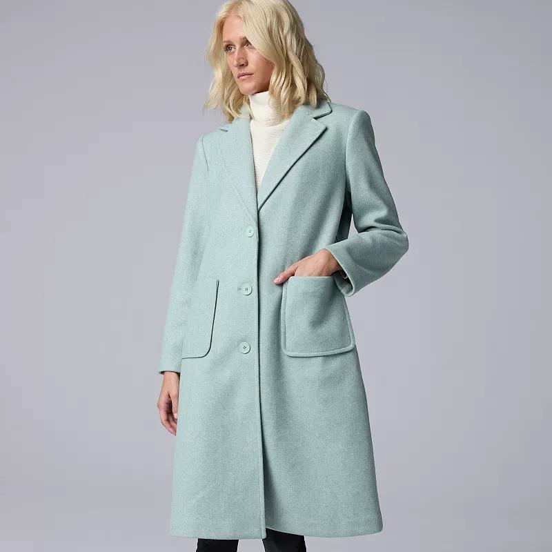 Petite Simply Vera Vera Wang Brushed Melton Coat, Womens Eco Green Grey Product Image