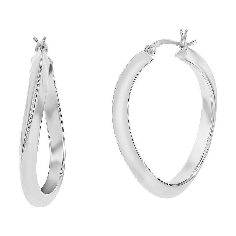 Argento Bella Twist Hoop Earrings, Womens, White Product Image