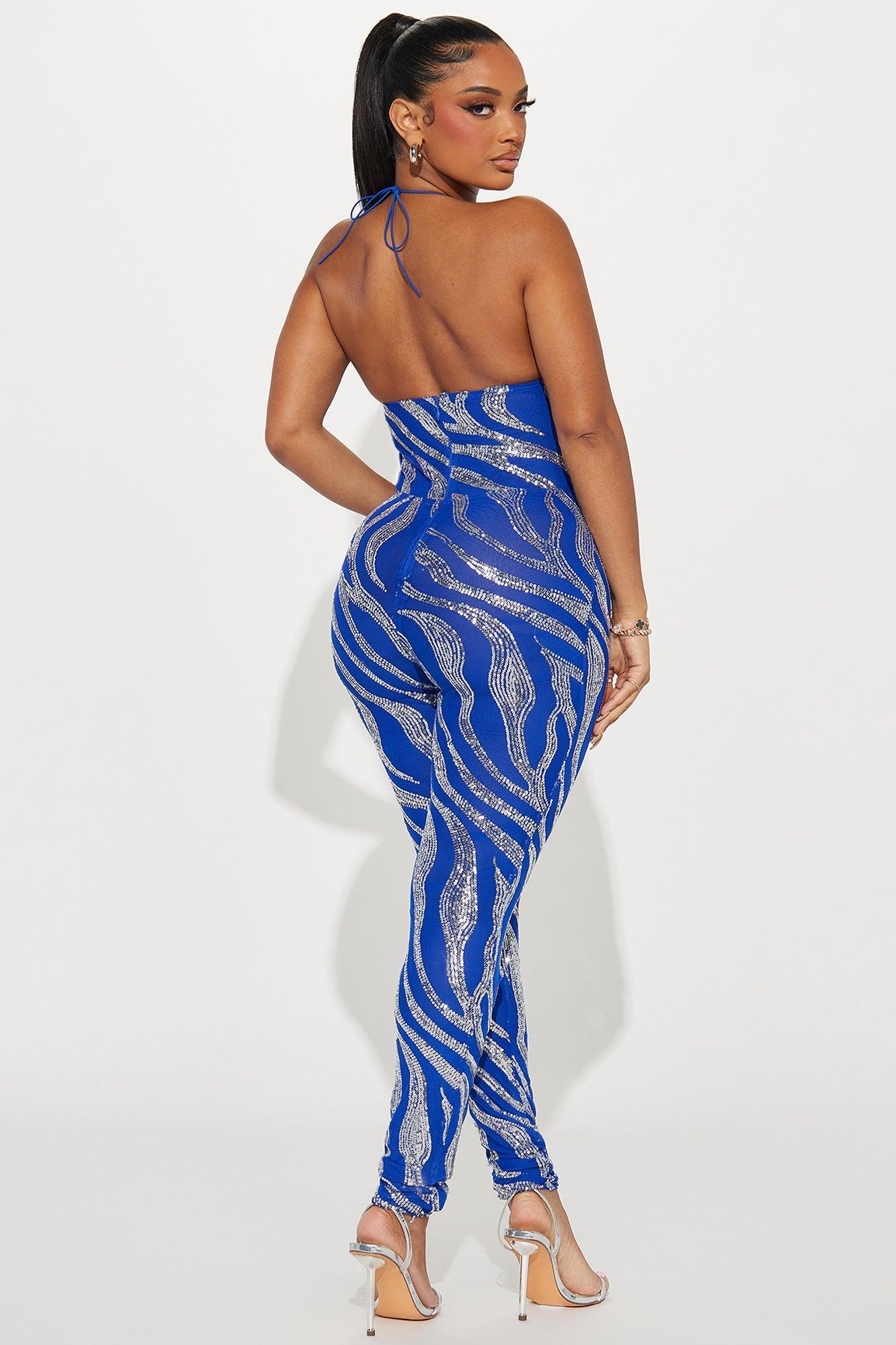 Time To Go Sequin Jumpsuit  - Blue Product Image