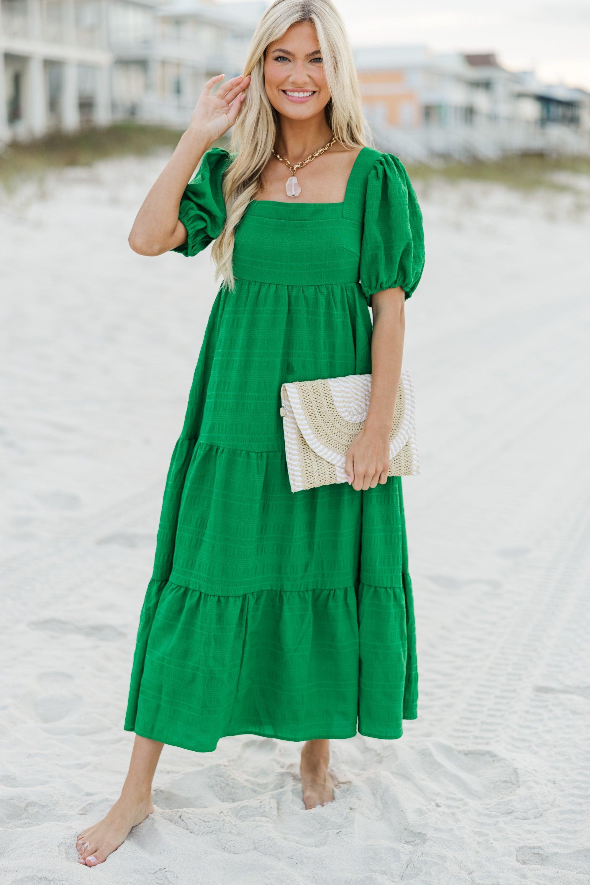 Think About It Kelly Green Midi Dress Female Product Image